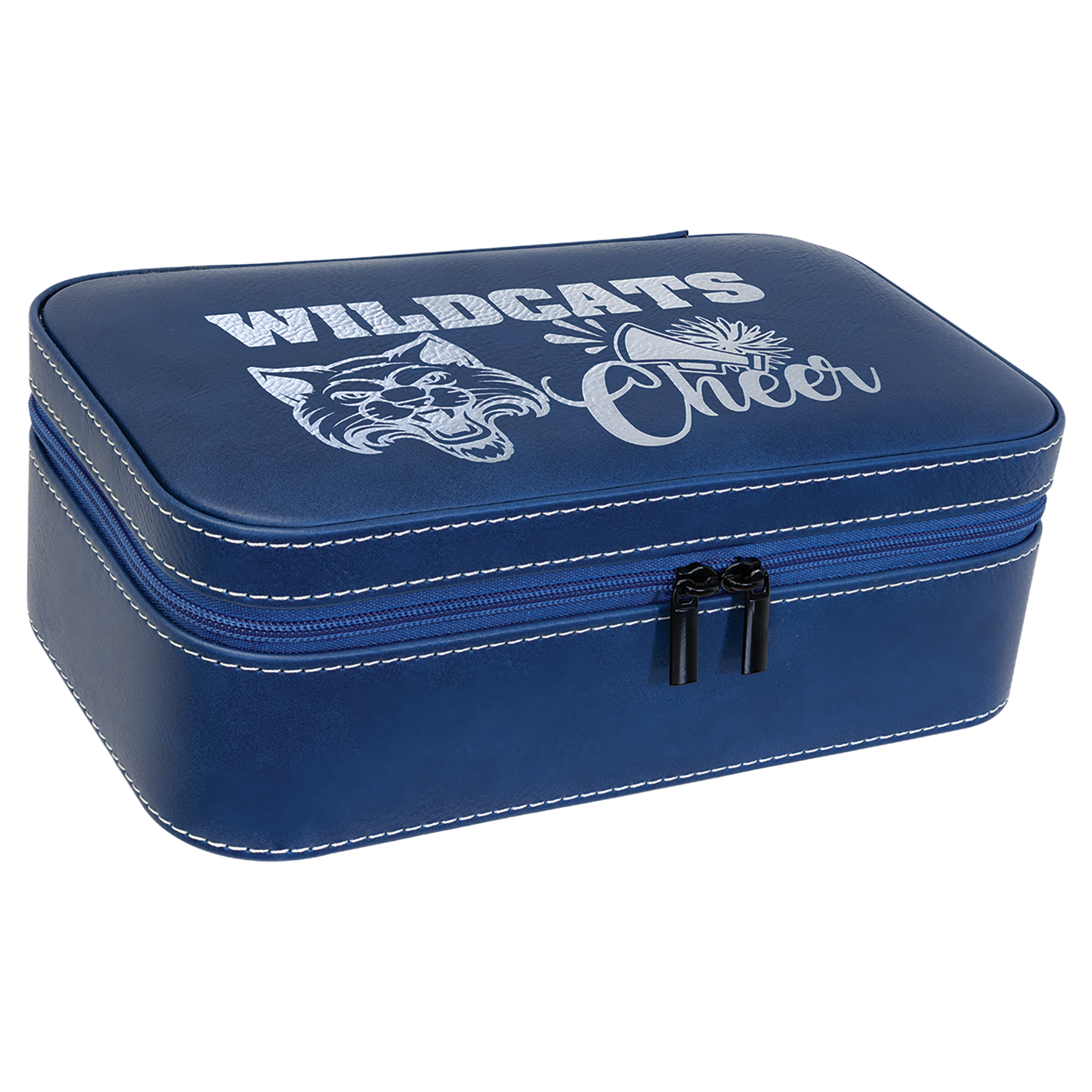 Blue/Silver Large Leatherette Jewelry Box