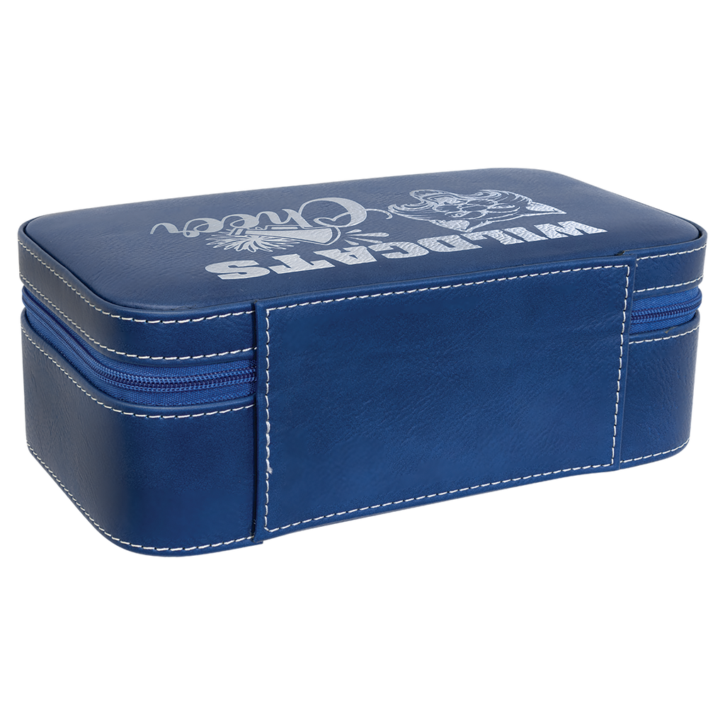 Blue/Silver Large Leatherette Jewelry Box