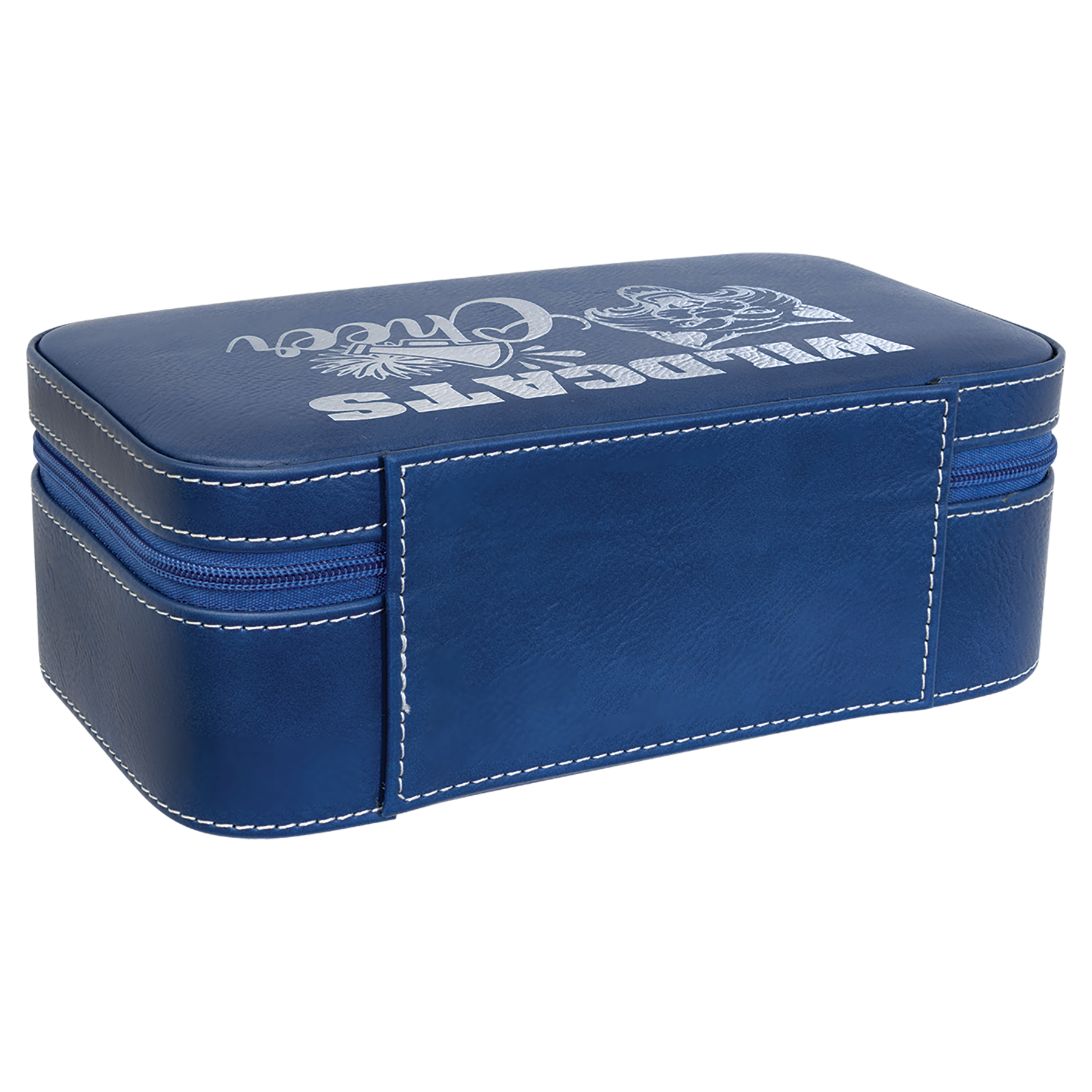 Blue/Silver Large Leatherette Jewelry Box