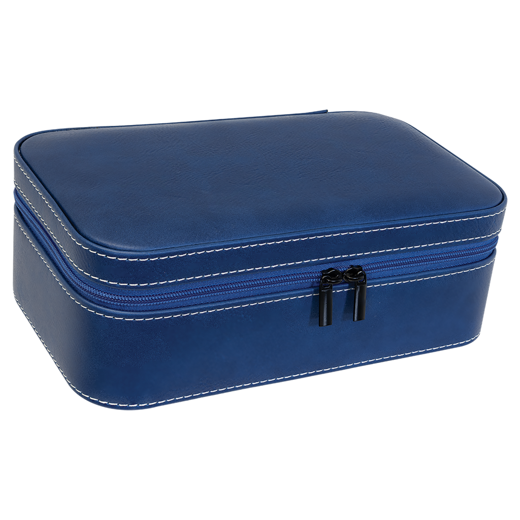 Blue/Silver Large Leatherette Jewelry Box