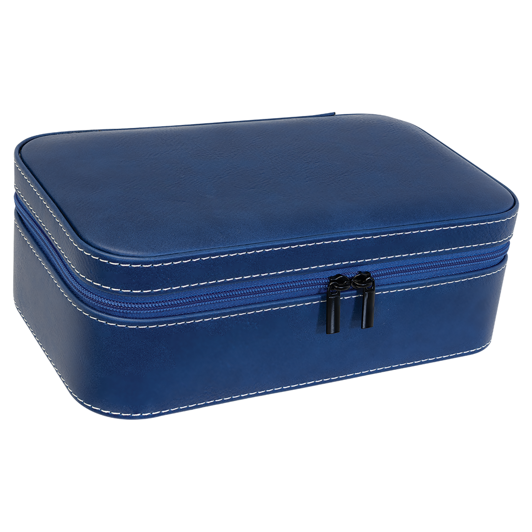 Blue/Silver Large Leatherette Jewelry Box