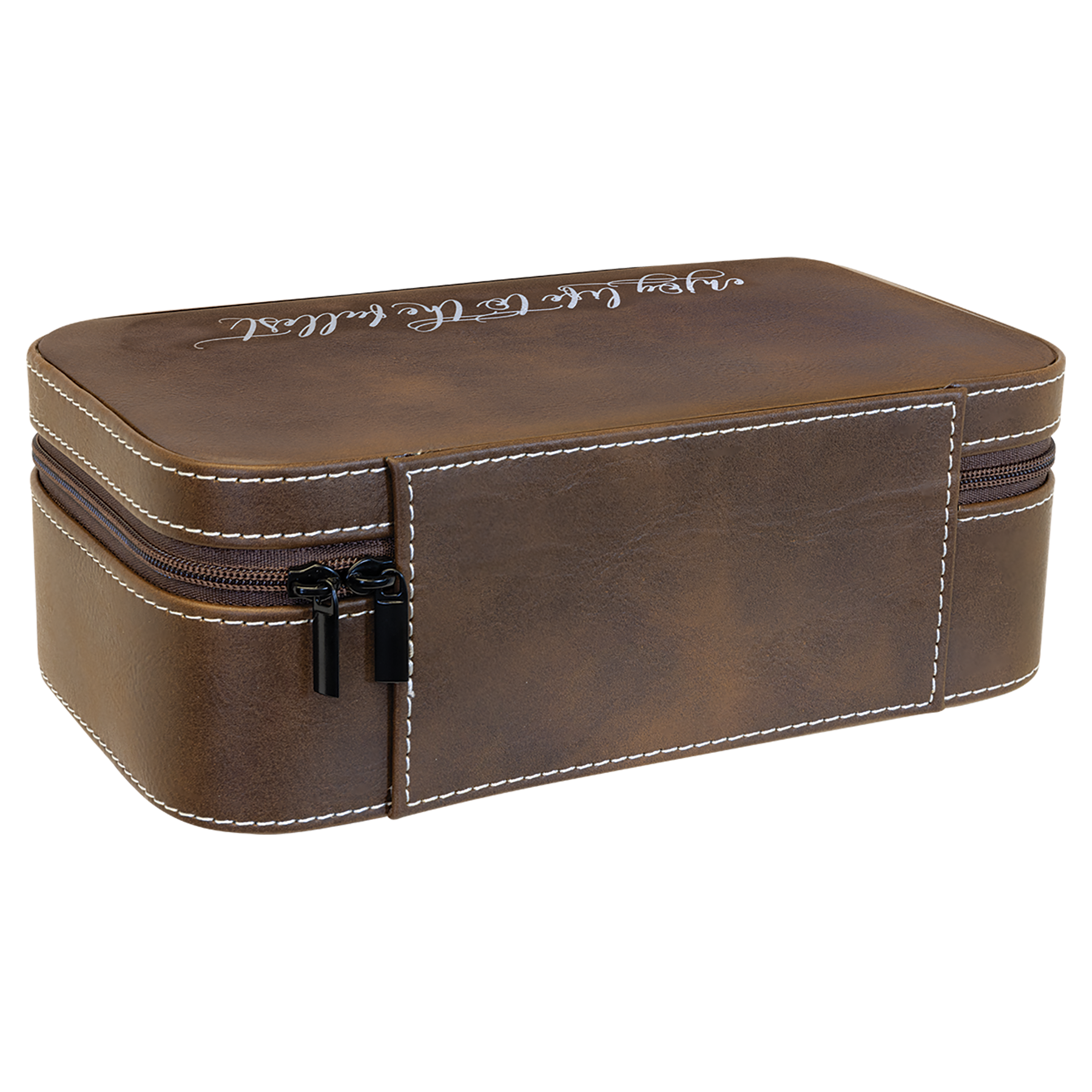 Rustic/Silver Large Leatherette Jewelry Box