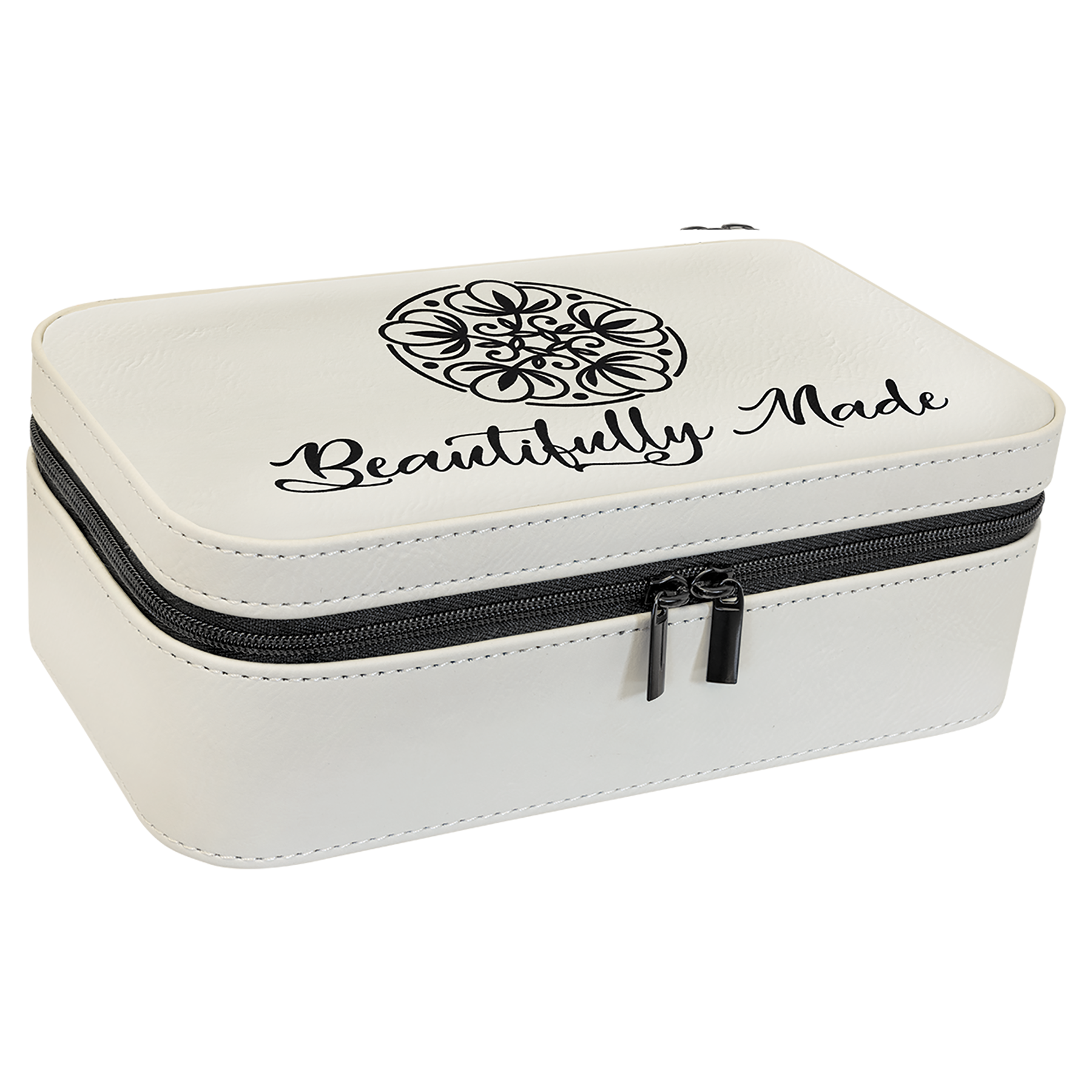 White Large Leatherette Jewelry Box