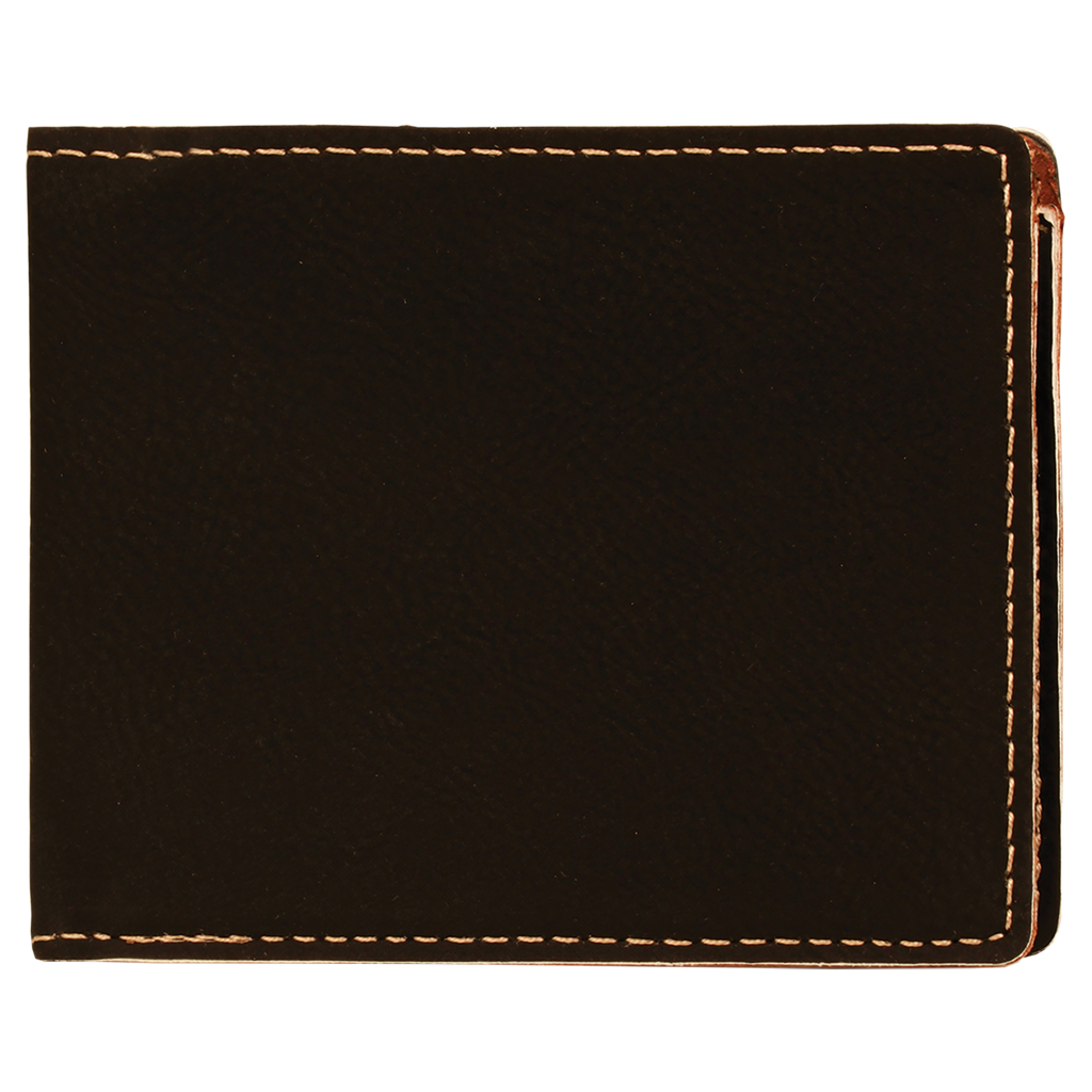 Black/Gold Leatherette Bifold Wallet blank-preview
