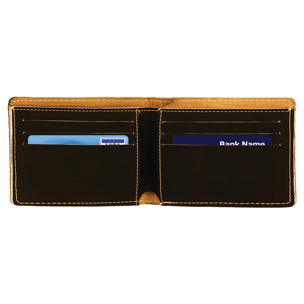 Black/Gold Leatherette Bifold Wallet