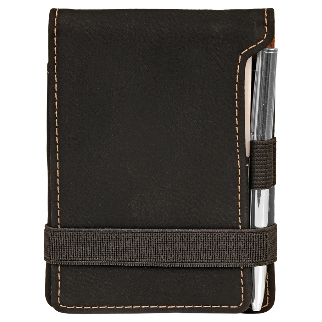Black/Gold Leatherette Mini Notepad with Pen blank-preview
