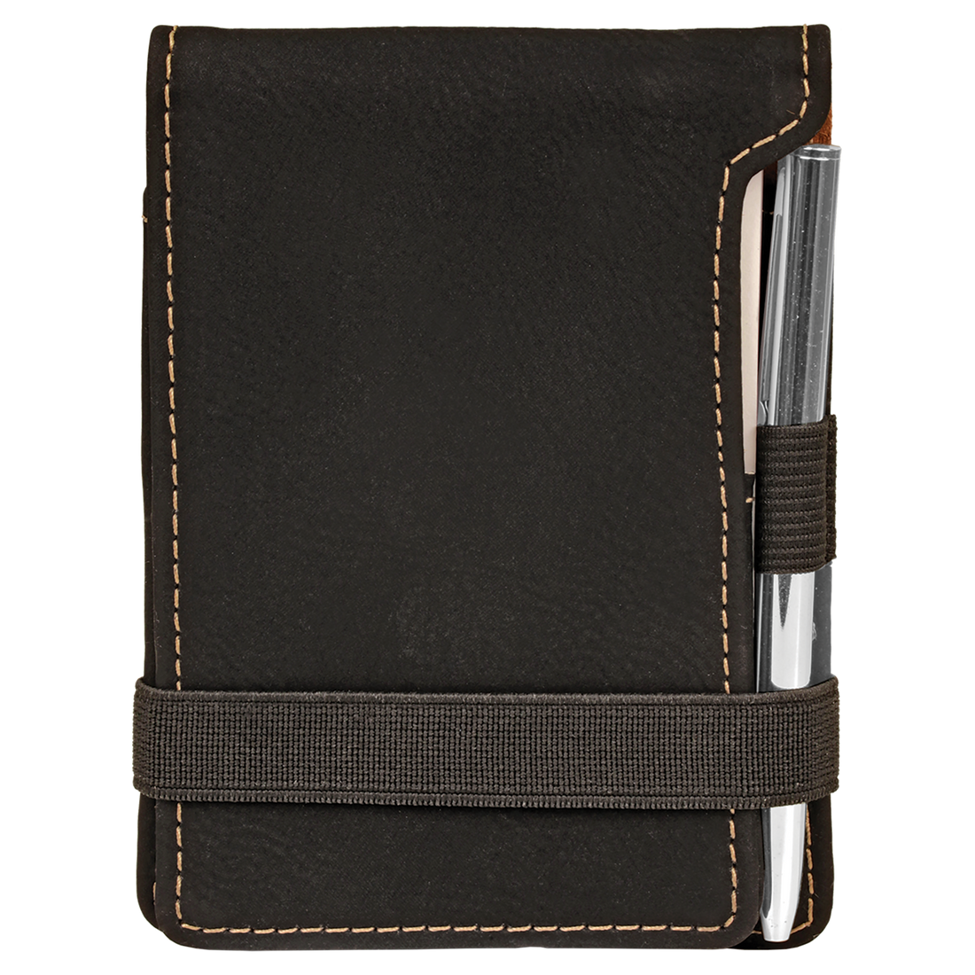 Black/Gold Leatherette Mini Notepad with Pen preview