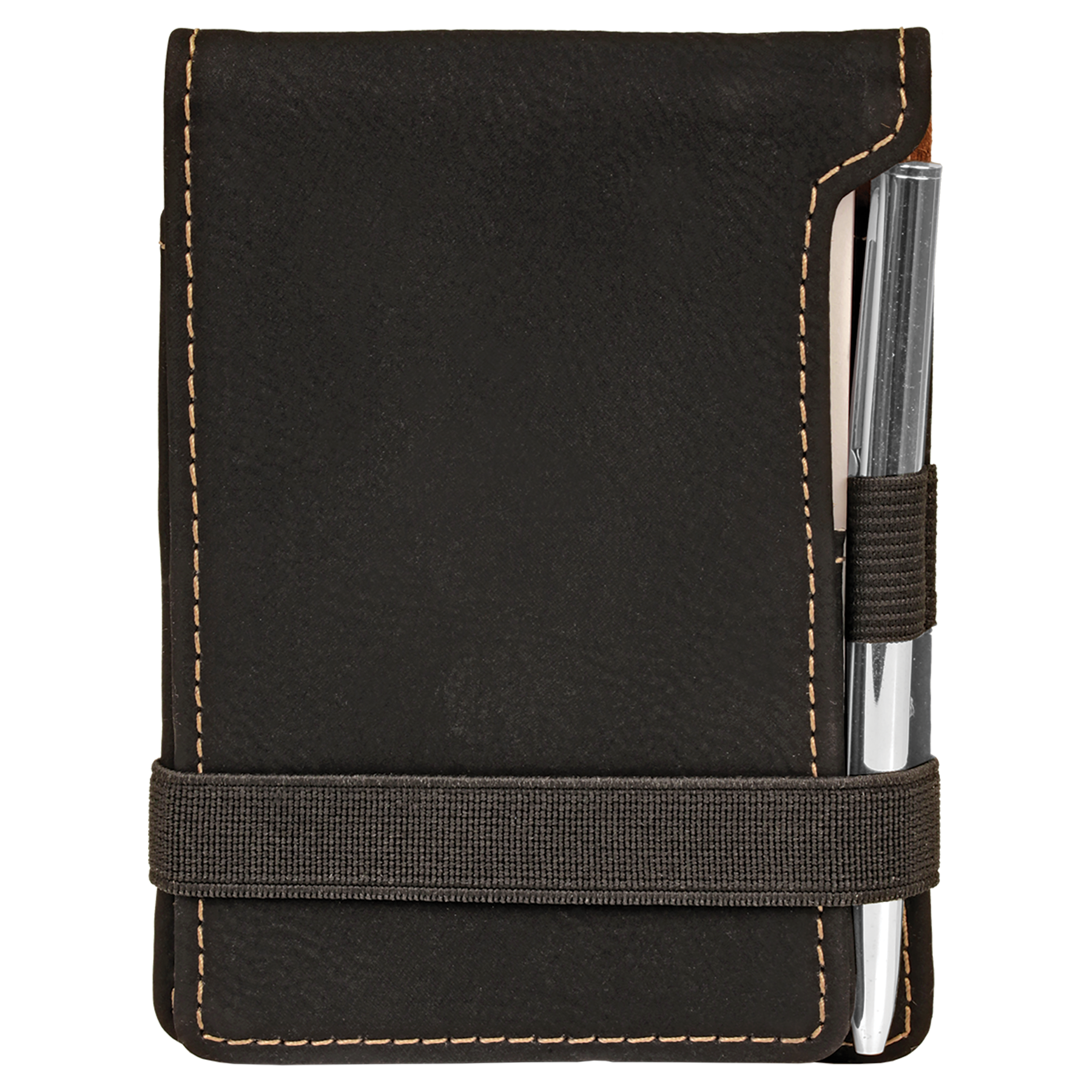 Black/Gold Leatherette Mini Notepad with Pen blank-preview