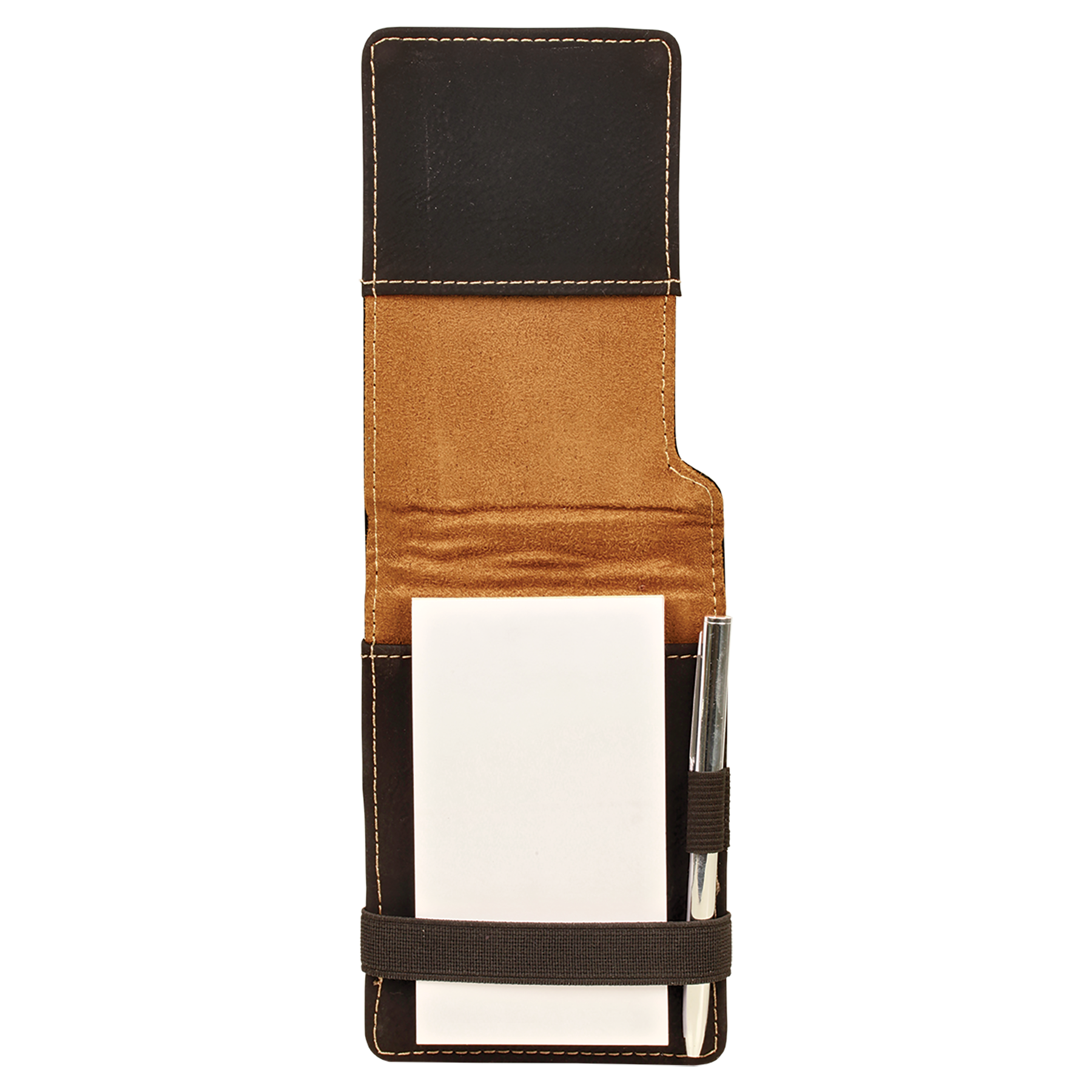 Black/Gold Leatherette Mini Notepad with Pen