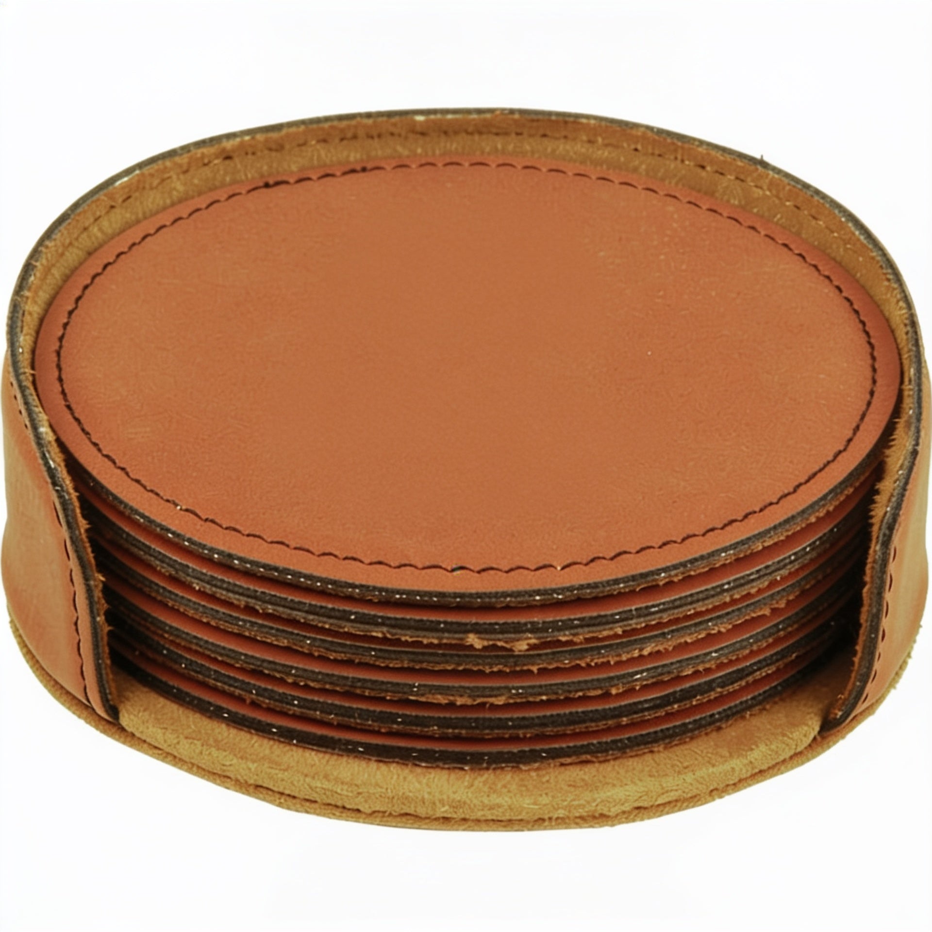 Rawhide Round Leatherette 6-Coaster Set blank-preview