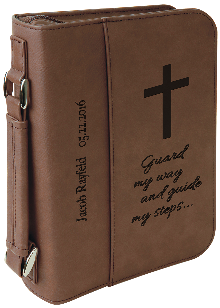 Dark Brown Leatherette Book/Bible Cover with Zipper