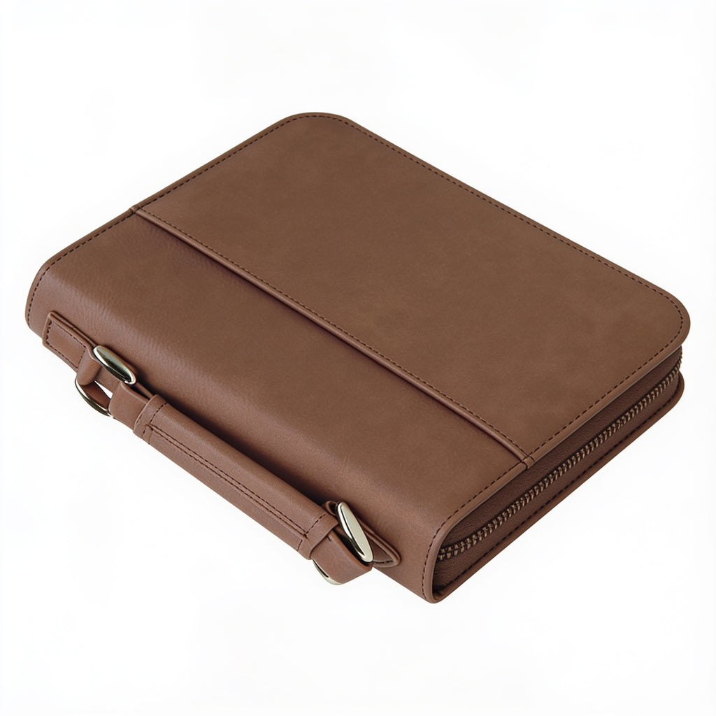 Dark Brown Leatherette Book/Bible Cover with Zipper blank-preview