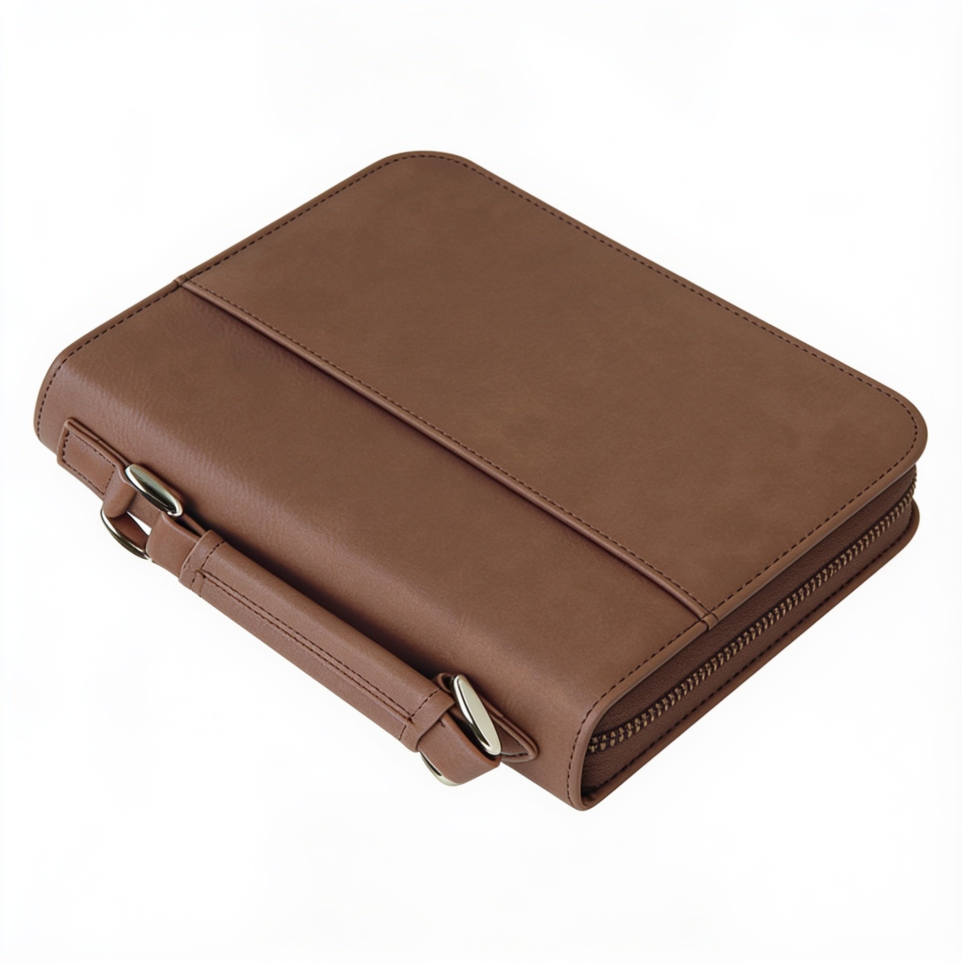 Dark Brown Leatherette Book/Bible Cover with Zipper blank-preview