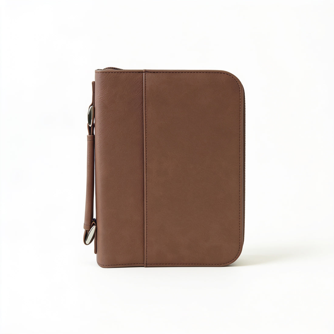 Leatherette Book/Bible Cover with Handle & Zipper – Dark Brown / Medium preview