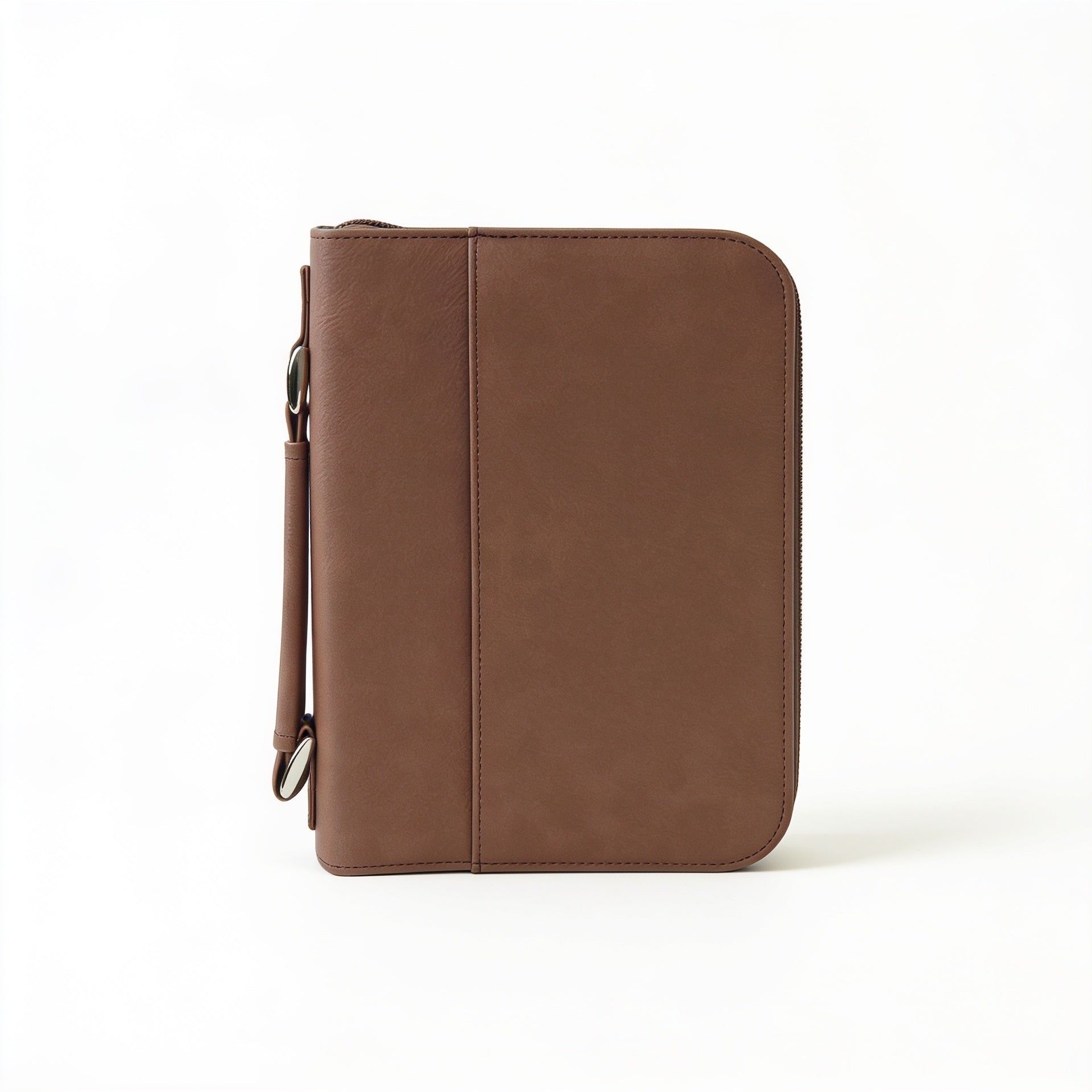Dark Brown Leatherette Book/Bible Cover with Zipper blank-preview-flat