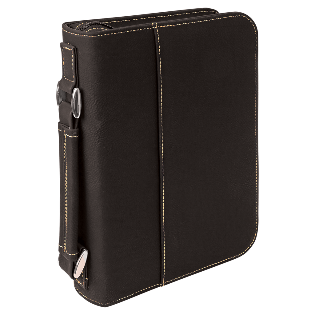 Black/Gold Leatherette Book/Bible Cover with Zipper blank-preview