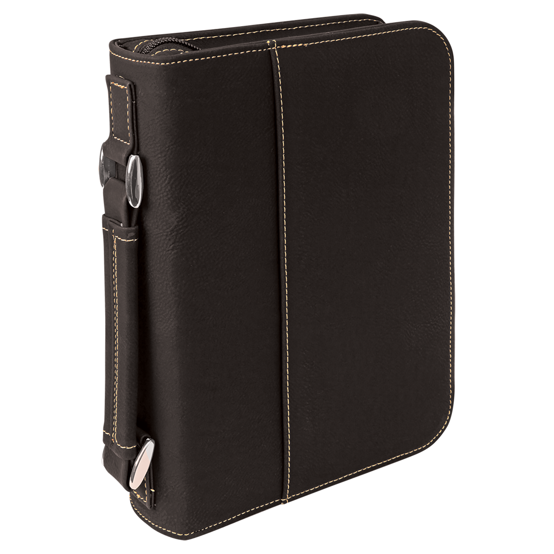 Black/Gold Leatherette Book/Bible Cover with Zipper blank-preview