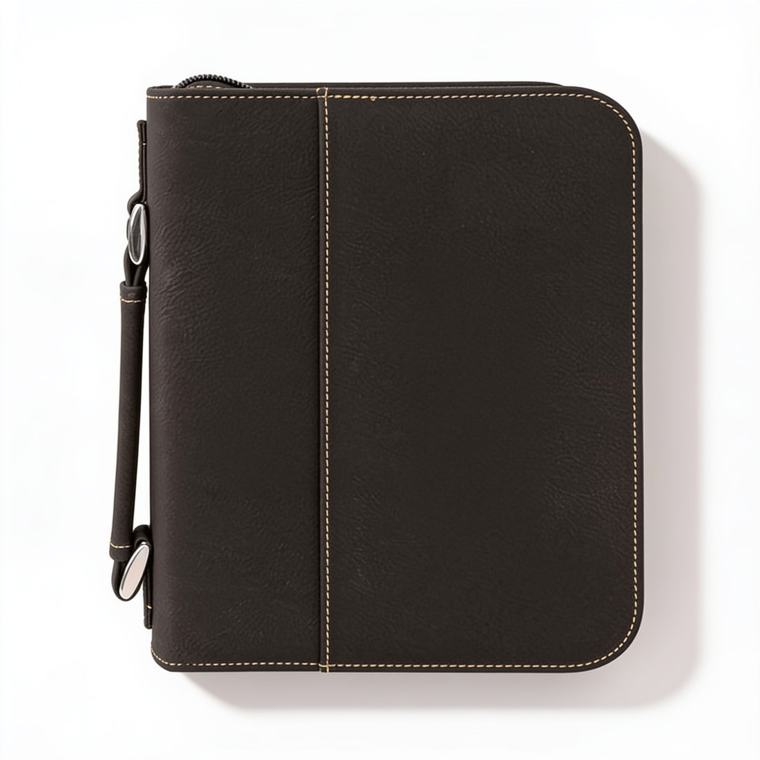 Leatherette Book/Bible Cover with Handle & Zipper – Black/Gold / Medium preview