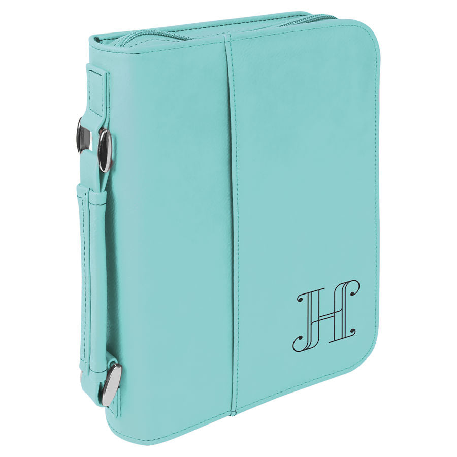 Teal Leatherette Book/Bible Cover with Zipper