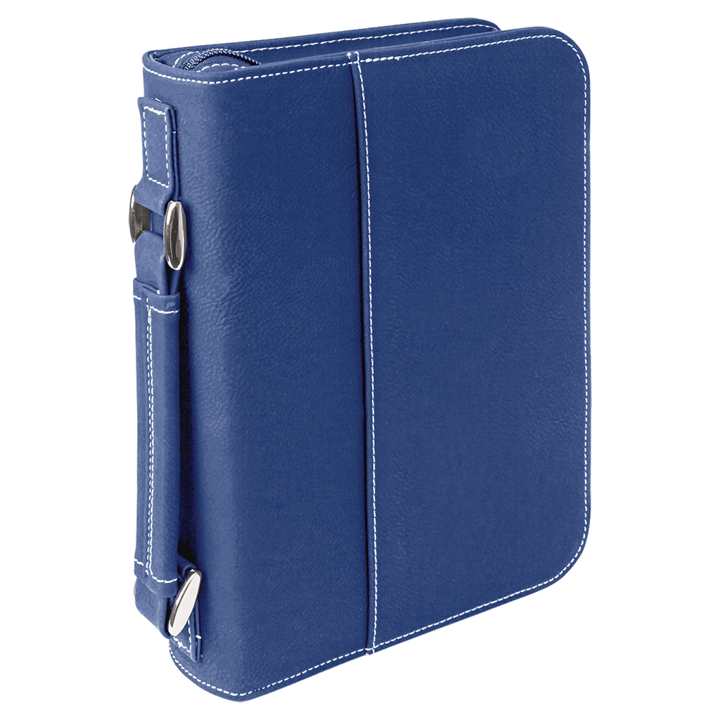 Blue/Silver Leatherette Book/Bible Cover with Zipper blank-preview