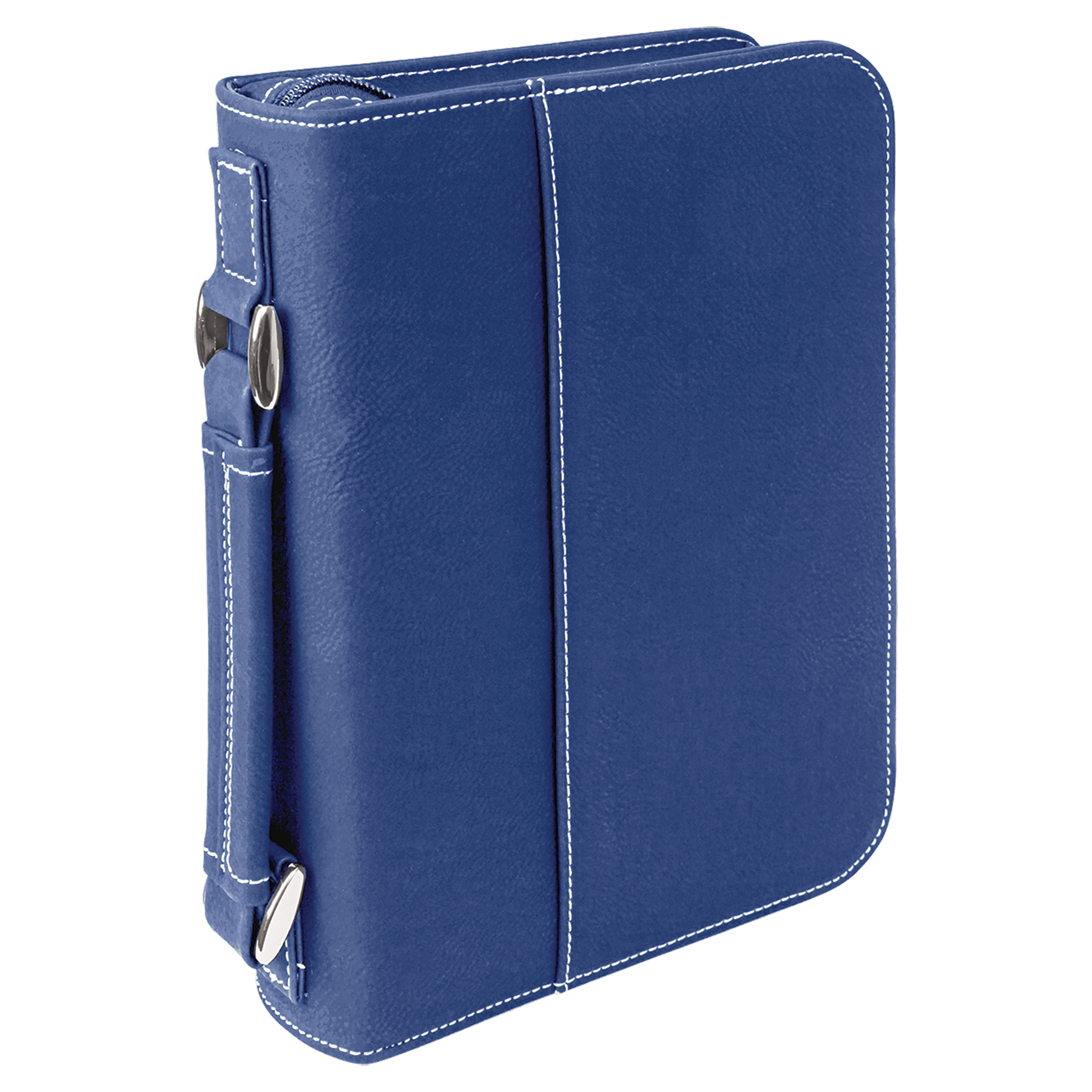 Blue/Silver Leatherette Book/Bible Cover with Zipper blank-preview