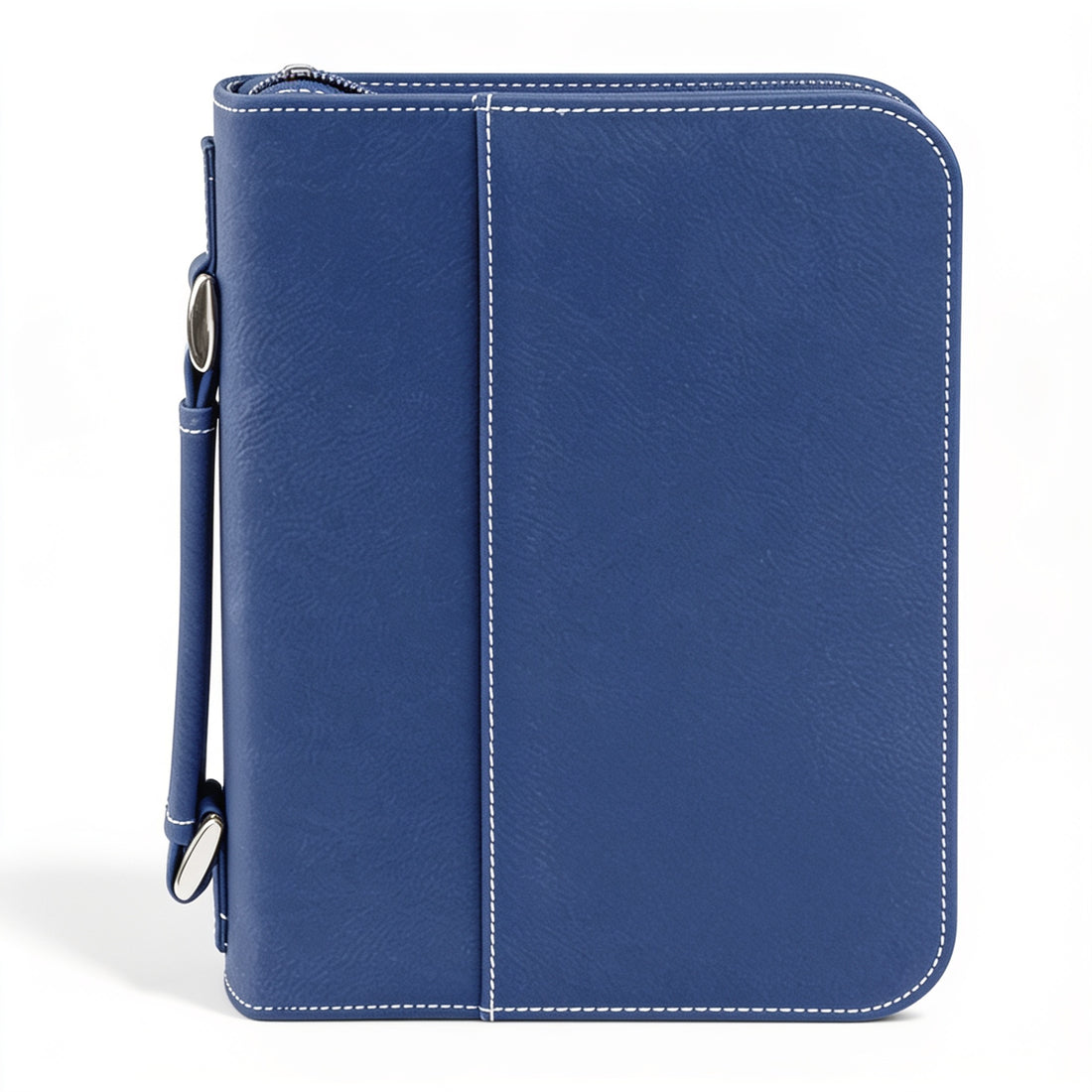 Leatherette Book/Bible Cover with Handle & Zipper – Blue/Silver / Medium preview
