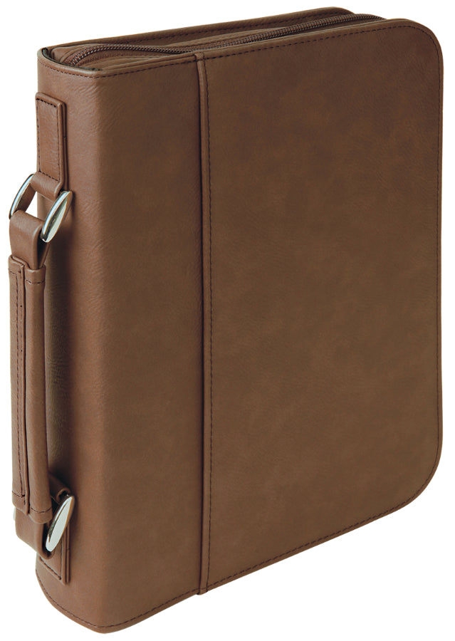 Dark Brown Leatherette Book/Bible Cover with Zipper blank-preview