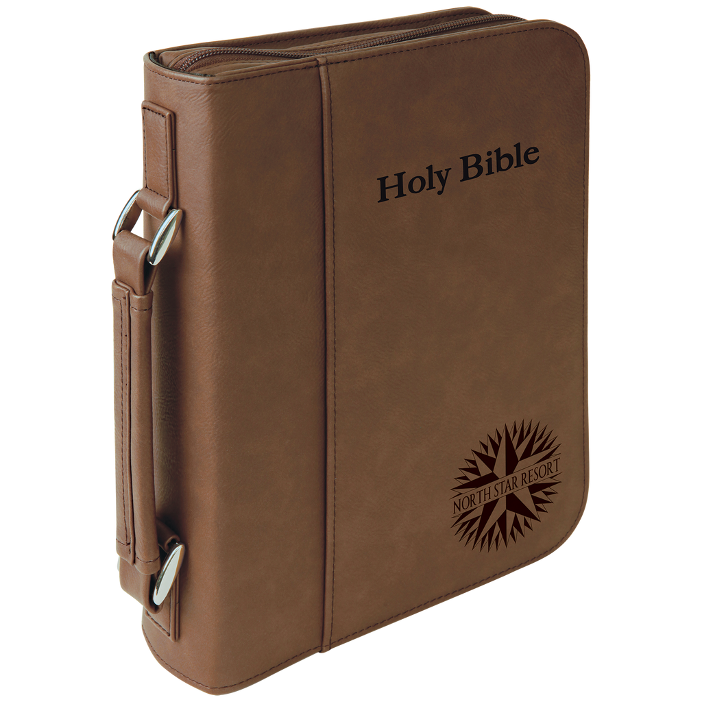 Dark Brown Leatherette Book/Bible Cover with Zipper