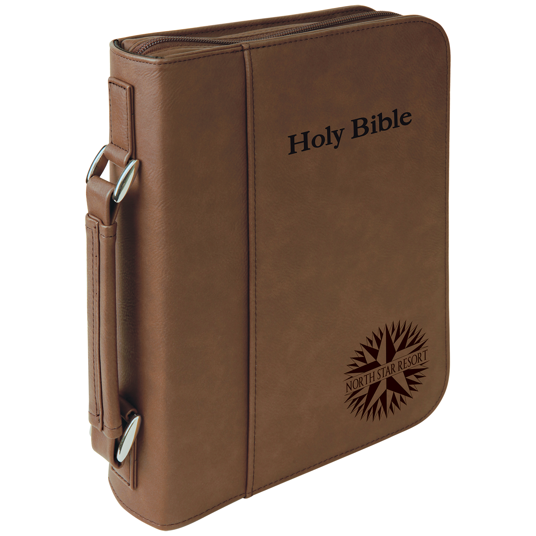Dark Brown Leatherette Book/Bible Cover with Zipper