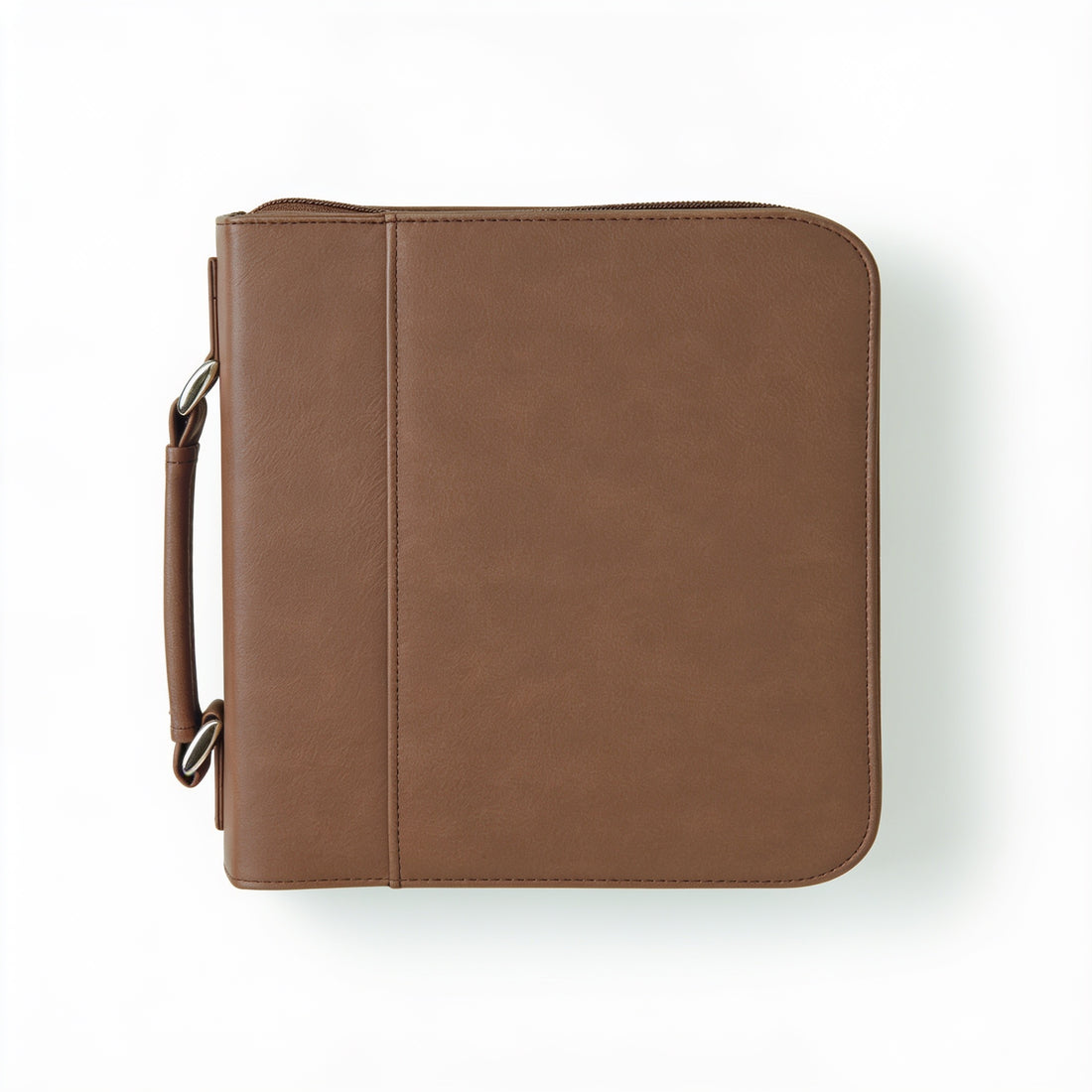 Leatherette Book/Bible Cover with Handle & Zipper – Dark Brown / Large preview