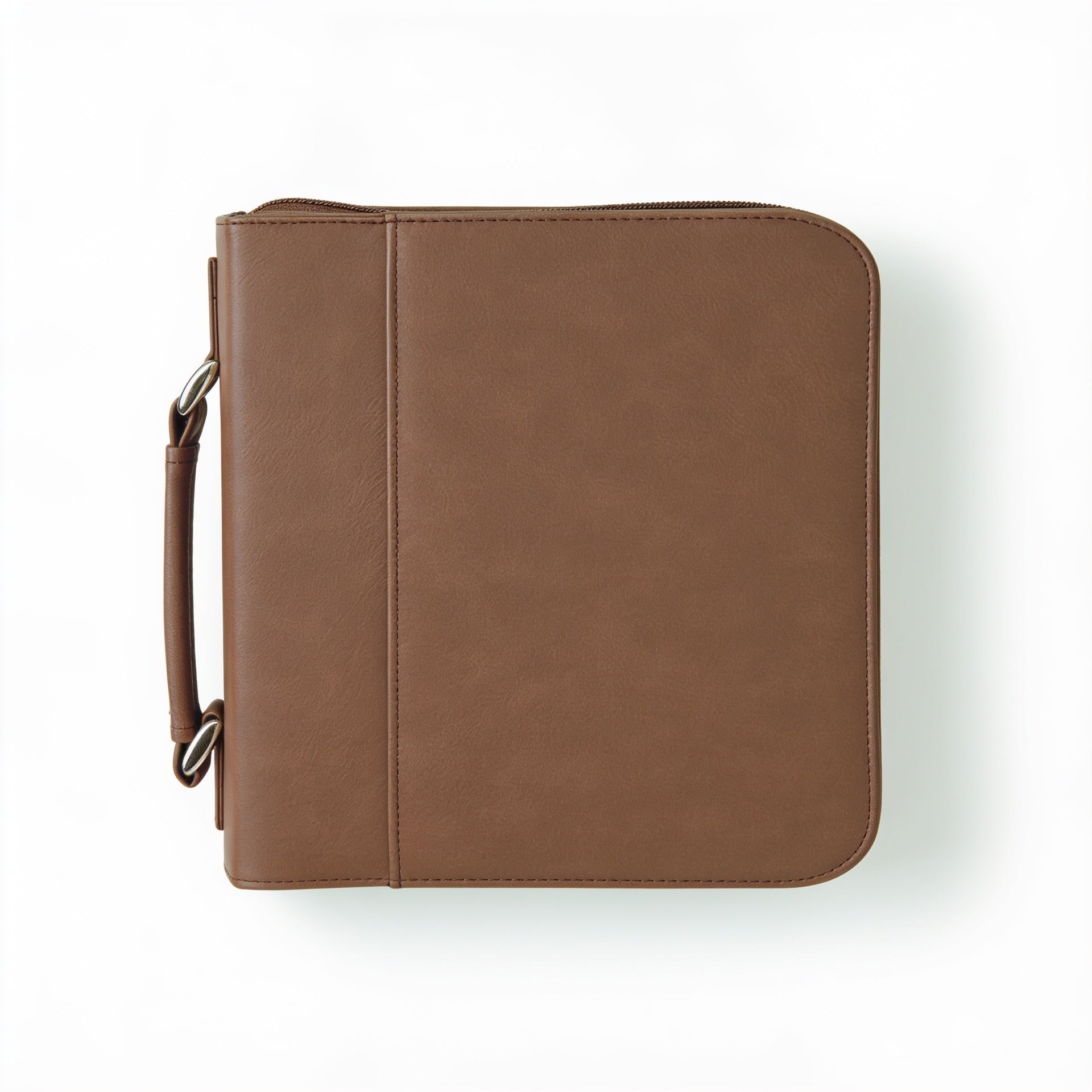 Dark Brown Leatherette Book/Bible Cover with Zipper blank-preview-flat