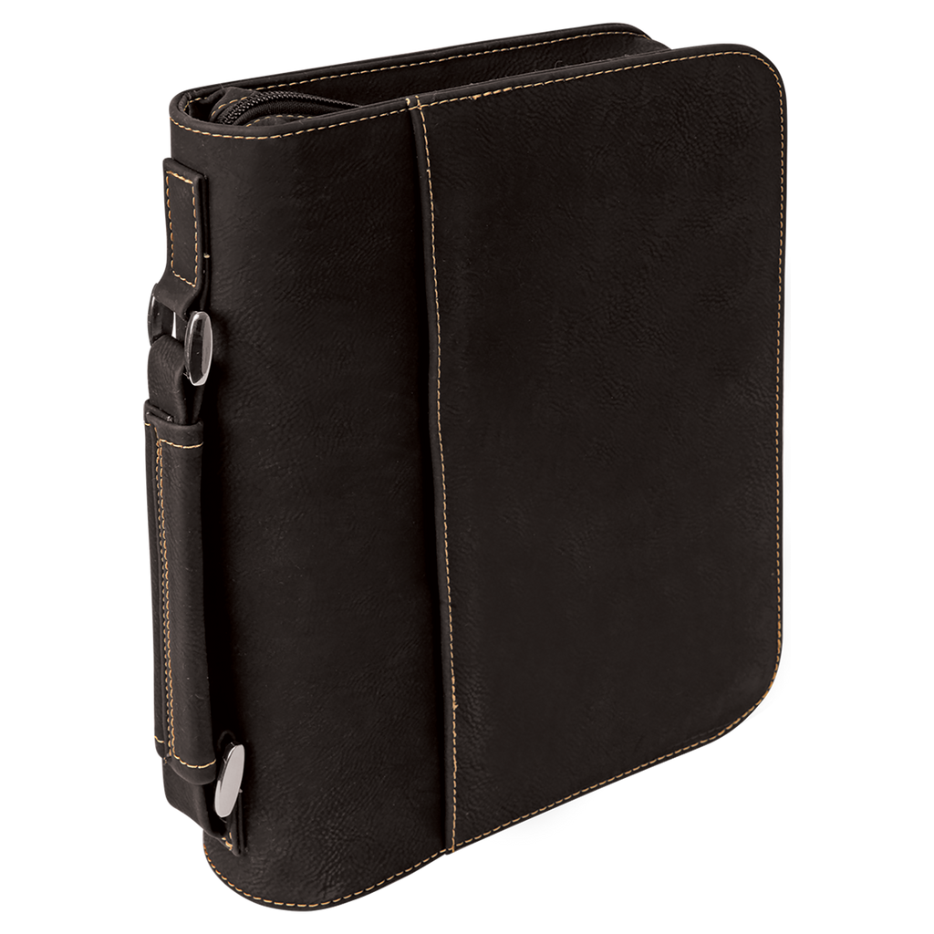 Black/Gold Leatherette Book/Bible Cover with Zipper blank-preview