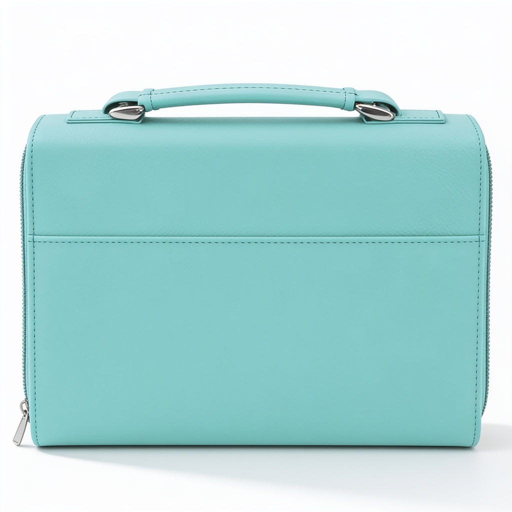Teal Leatherette Book/Bible Cover with Zipper blank-preview-flat