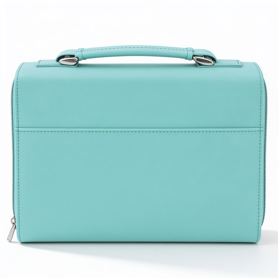 Leatherette Book/Bible Cover with Handle & Zipper – Teal / Large preview
