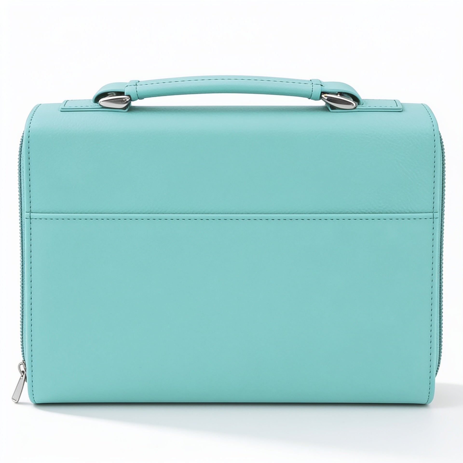 Teal Leatherette Book/Bible Cover with Zipper blank-preview-flat