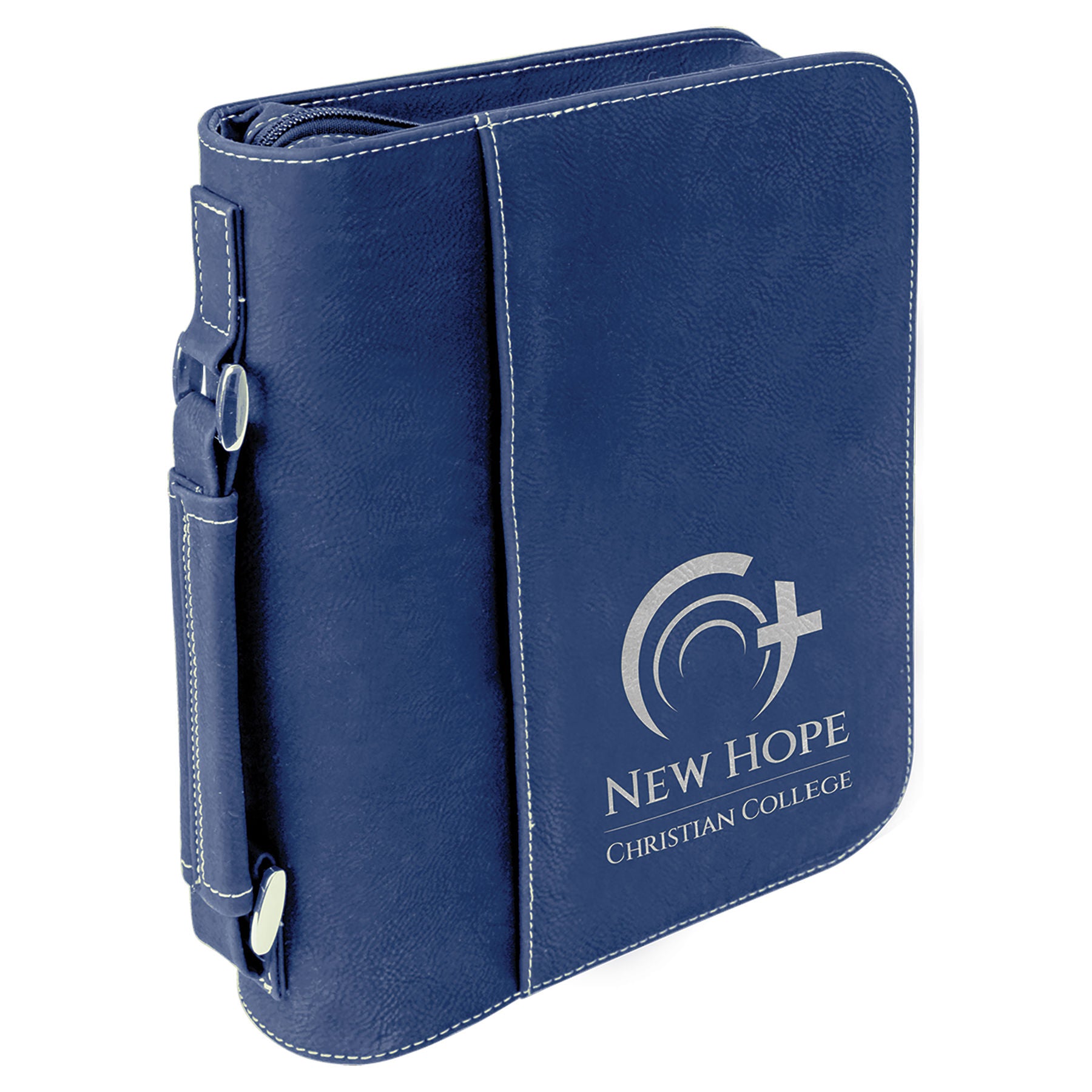 Blue/Silver Leatherette Book/Bible Cover with Zipper