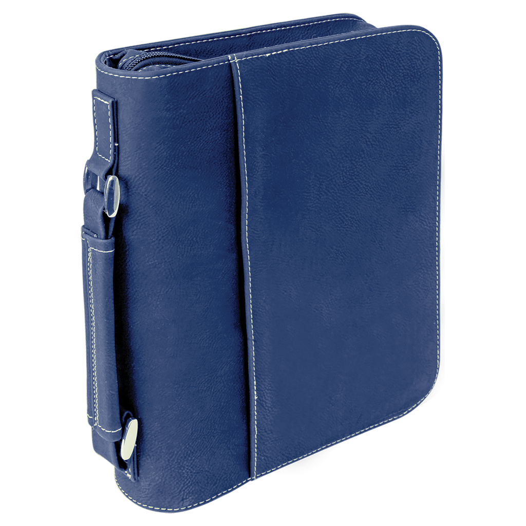 Blue/Silver Leatherette Book/Bible Cover with Zipper blank-preview