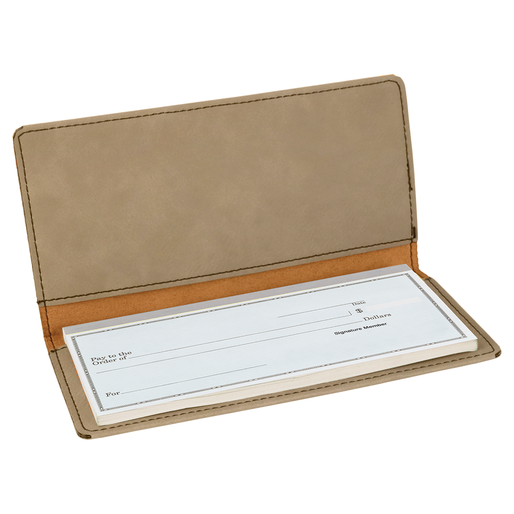 Light Brown Leatherette Checkbook Cover