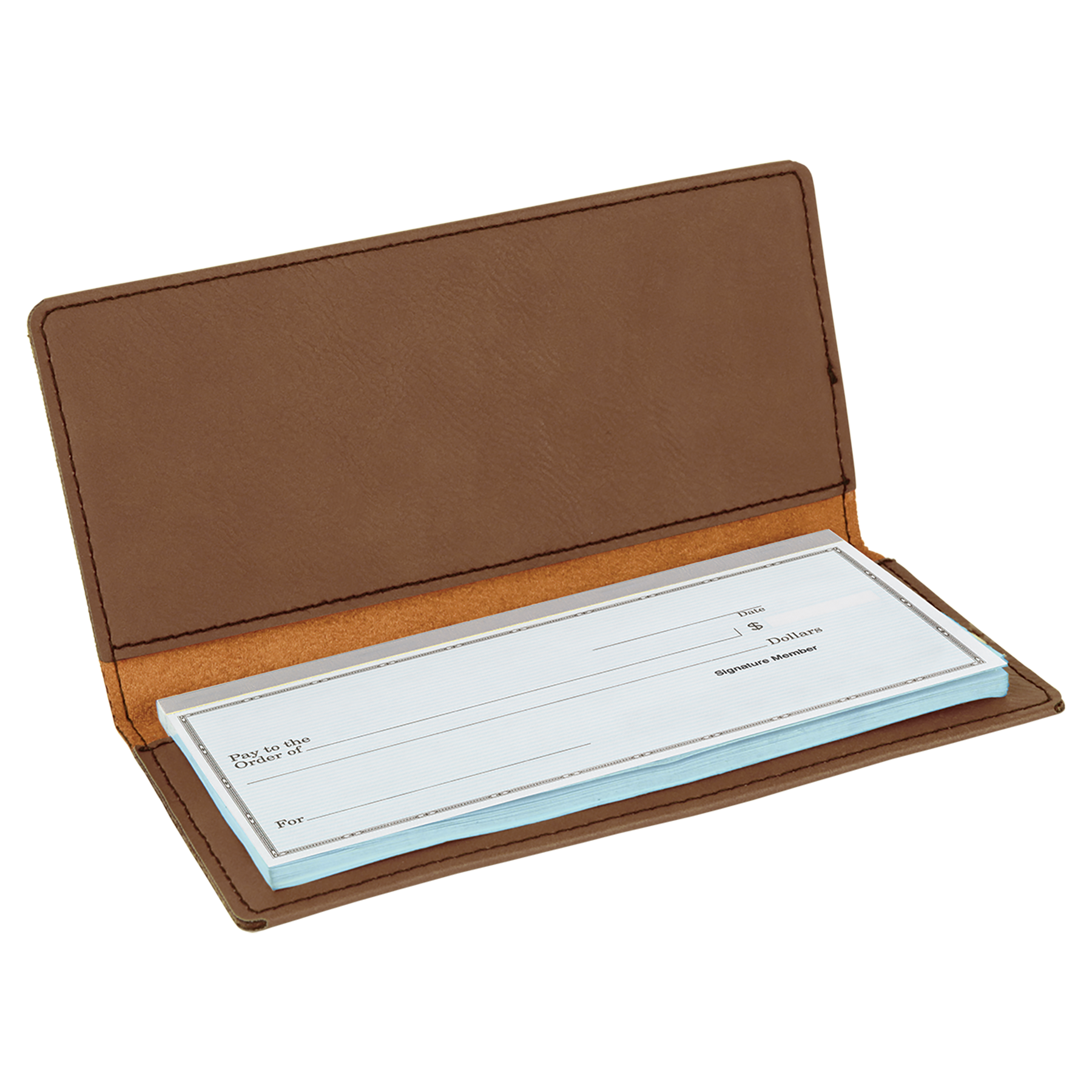 Dark Brown Leatherette Checkbook Cover