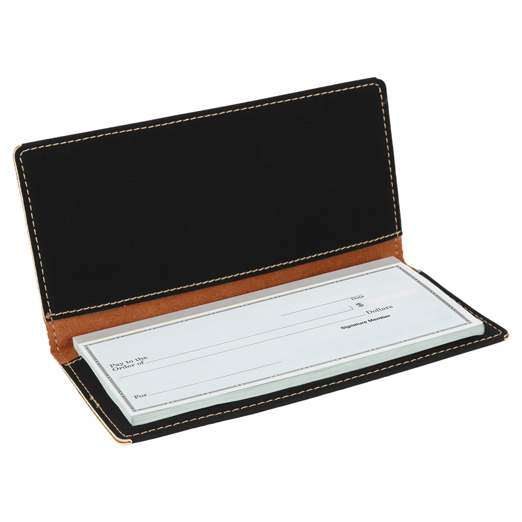 Black/Gold Leatherette Checkbook Cover
