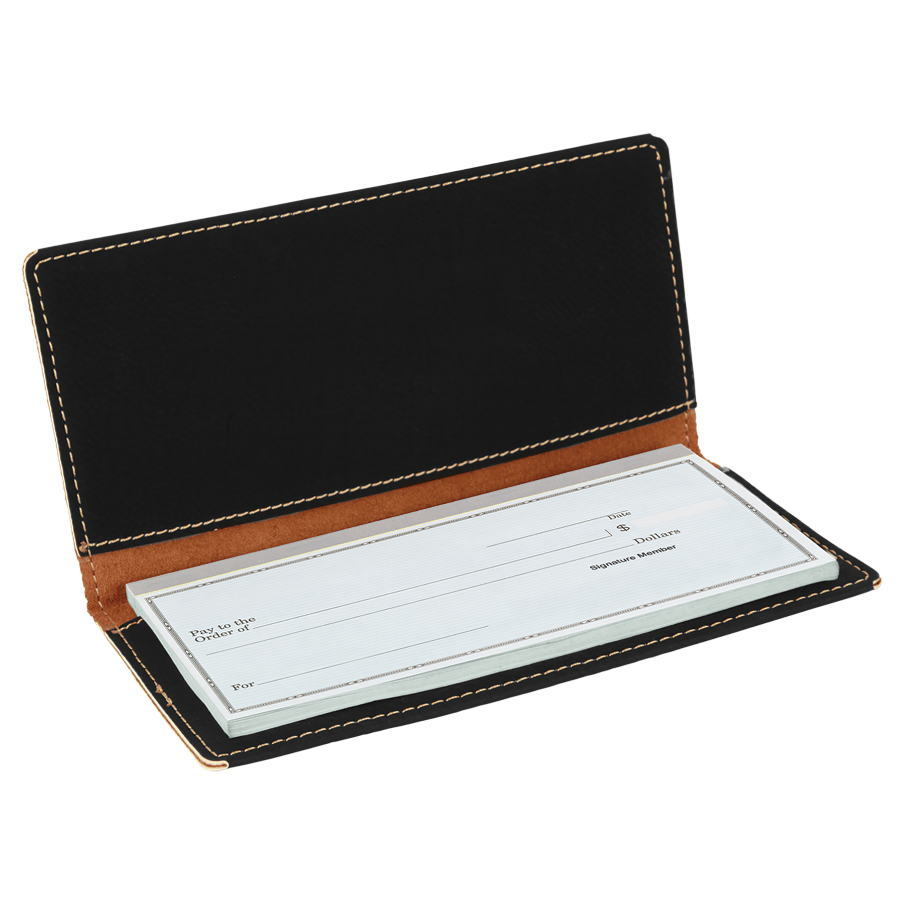 Black/Gold Leatherette Checkbook Cover