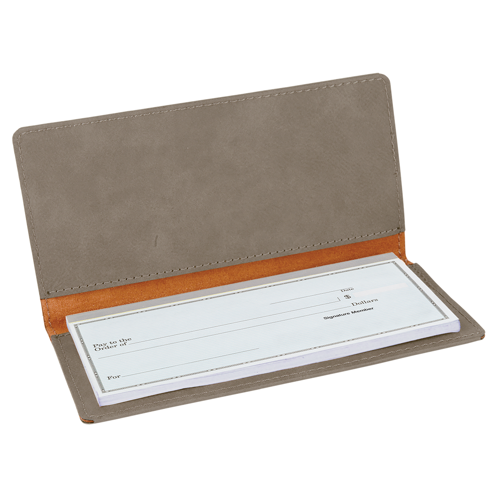 Gray Leatherette Checkbook Cover