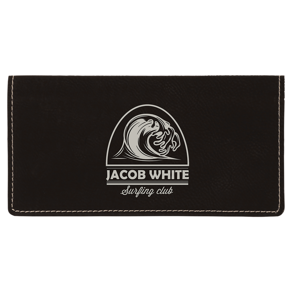 Black/Silver Leatherette Checkbook Cover