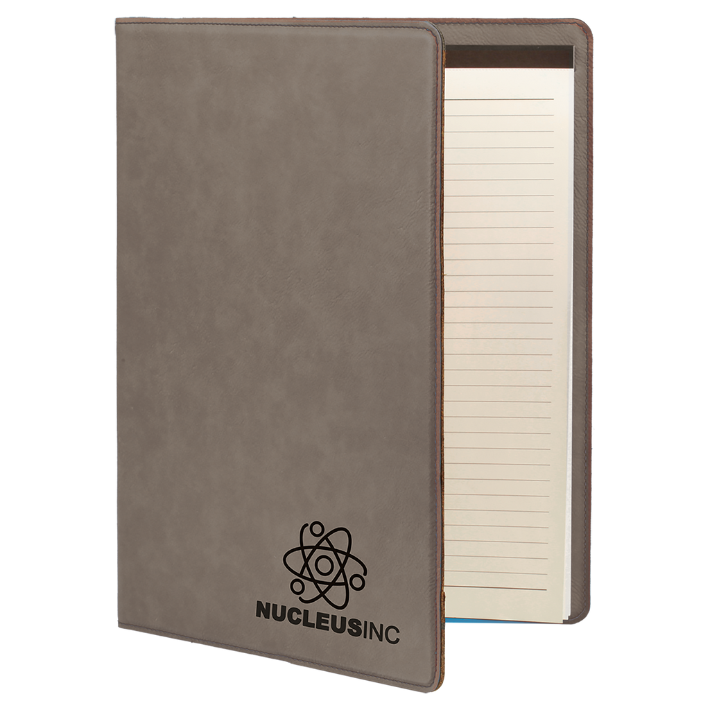 Gray Leatherette Portfolio with Notepad