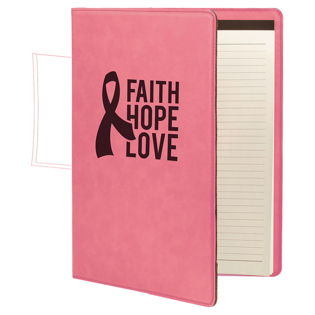 Pink Leatherette Portfolio with Notepad