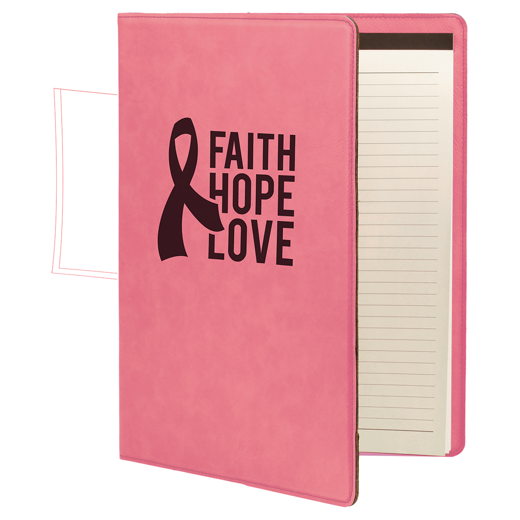 Pink Leatherette Portfolio with Notepad