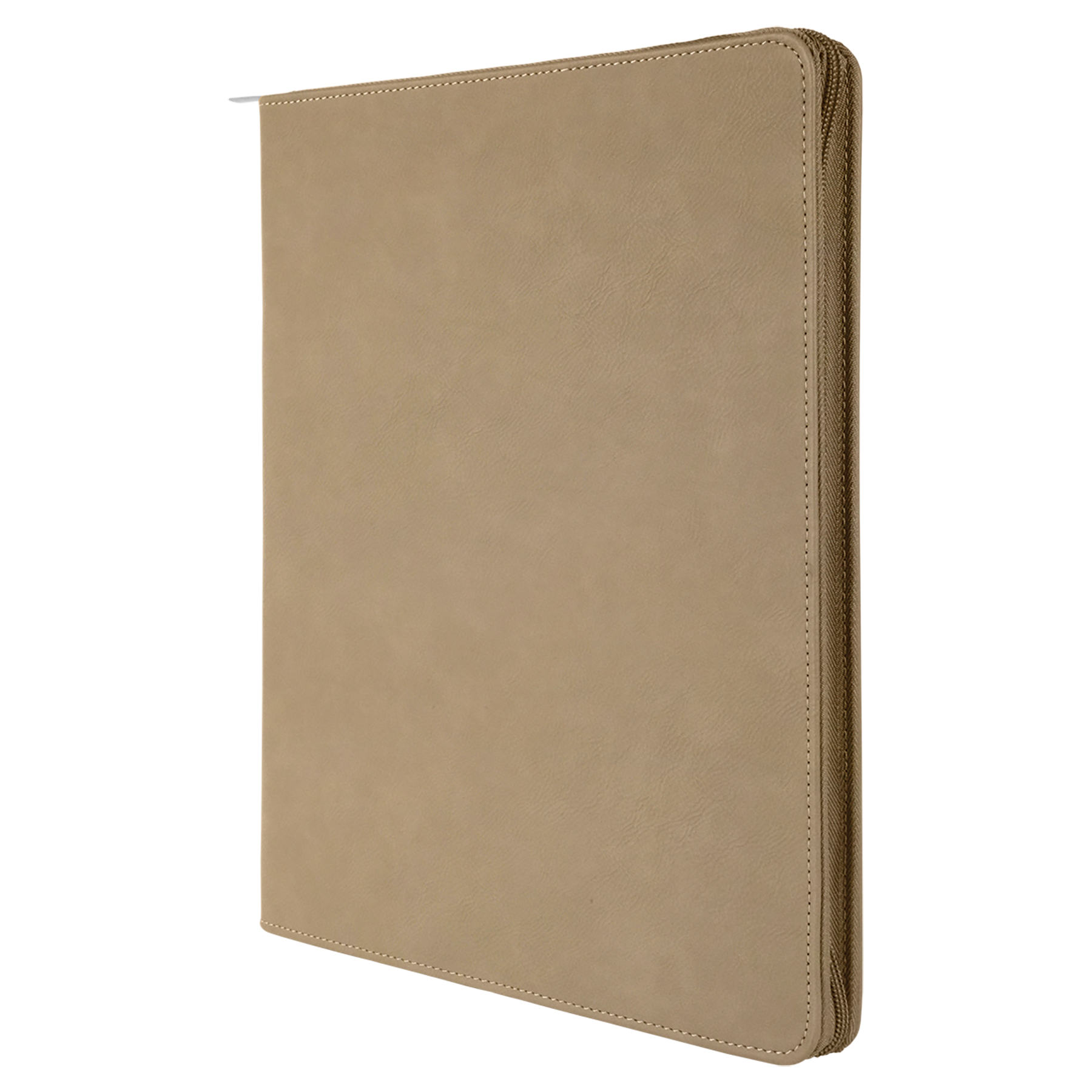 Light Brown Leatherette Portfolio with Zipper and Notepad blank-preview