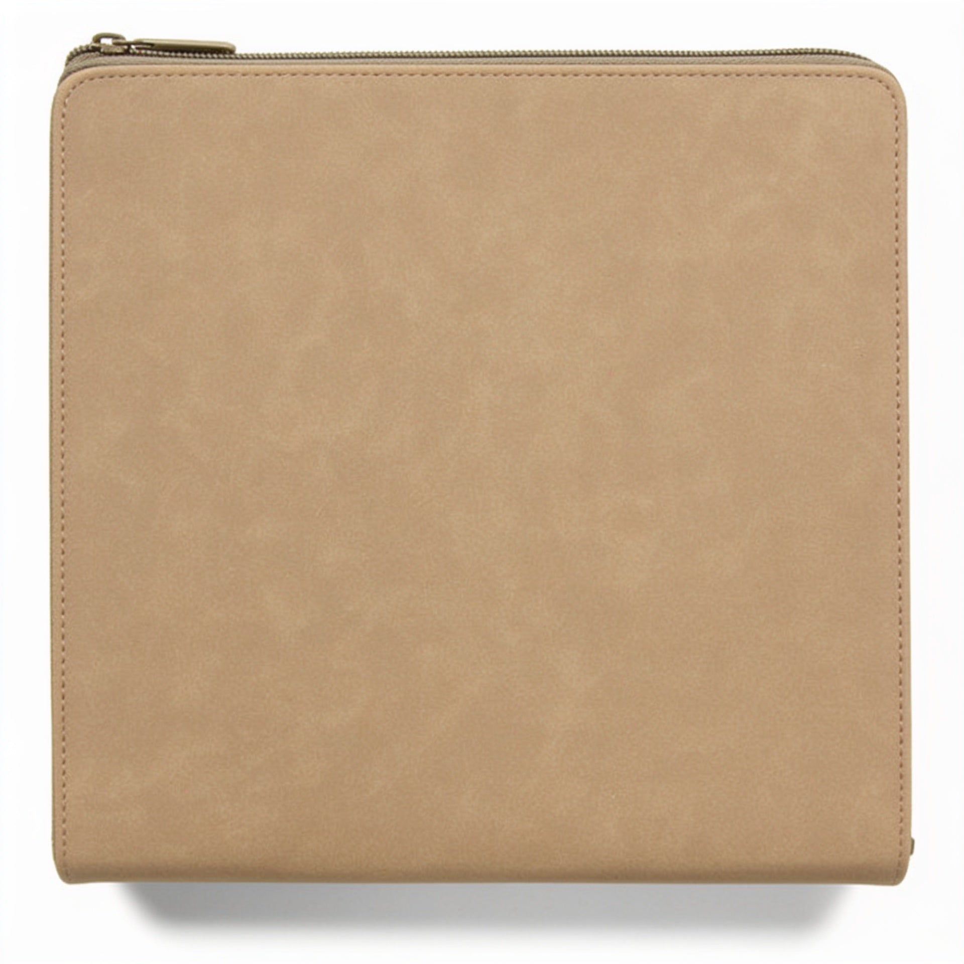 Light Brown Leatherette Portfolio with Zipper and Notepad blank-preview-flat