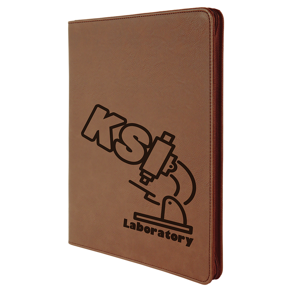 Dark Brown Leatherette Portfolio with Zipper