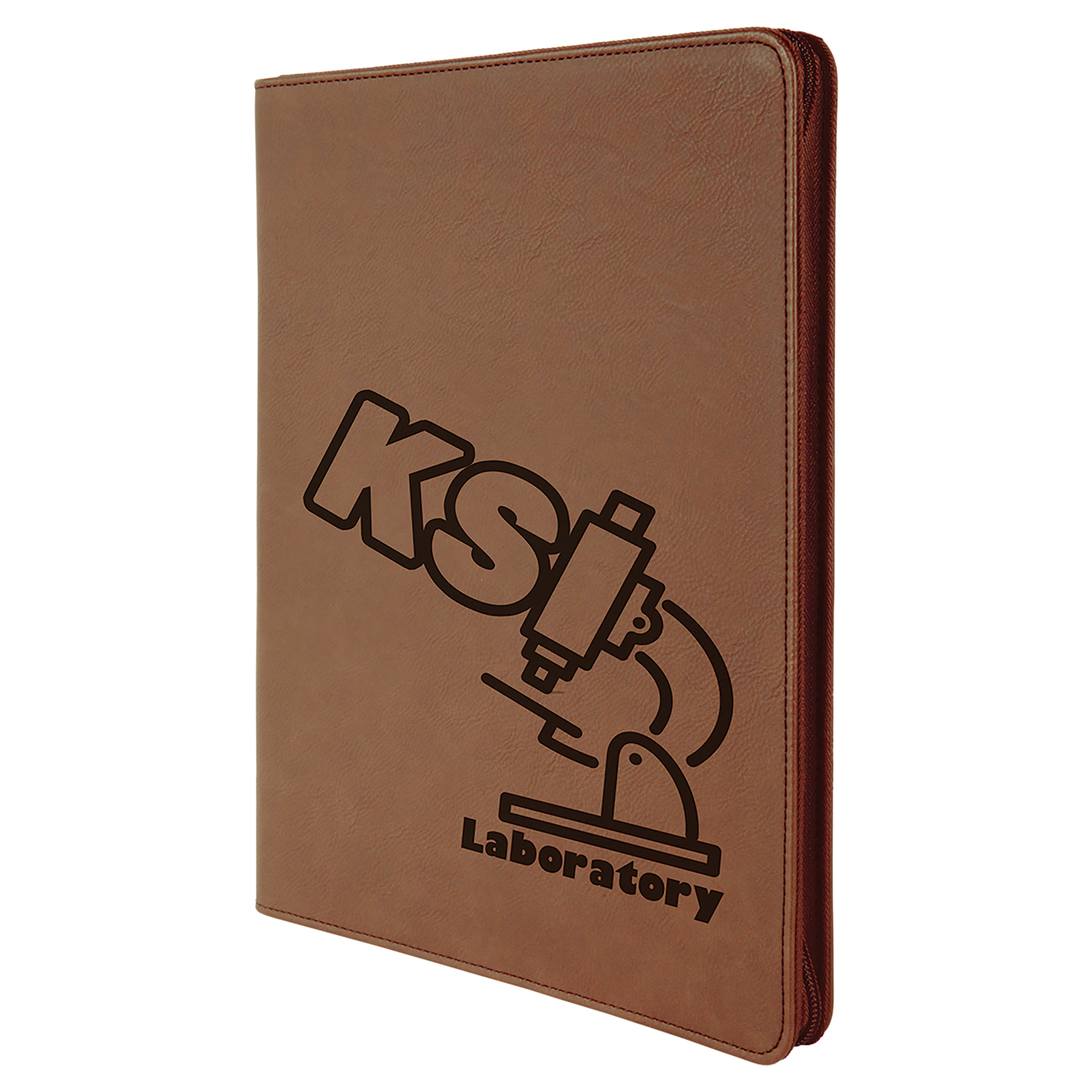 Dark Brown Leatherette Portfolio with Zipper